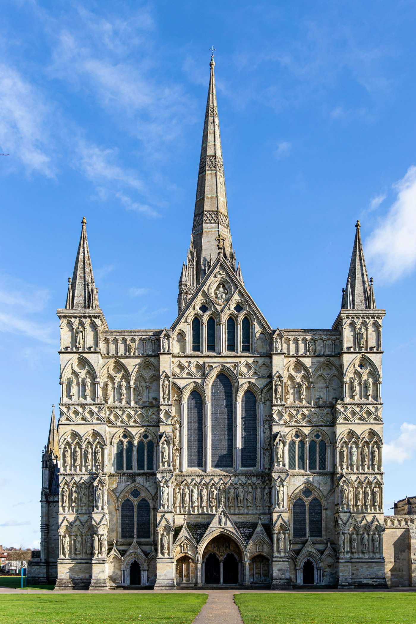 The west front and spire of Salisbury Cathedral
